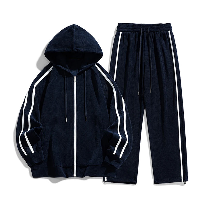 Big Size 8xl 7xl Corduroy Men's Tracksuit Set Black Hoodie Pants 2pcs Suits Autumn Winter Jacket Hooded Oversize Sportswear Man - ATFH