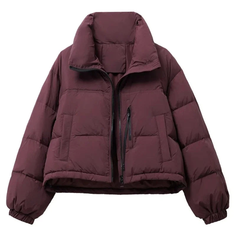 2025 New Winter  Korean Loose Short Stand-up Collar Cotton Padded Jacket Women Thicken Warm  Elegant Parkas Female Outwear