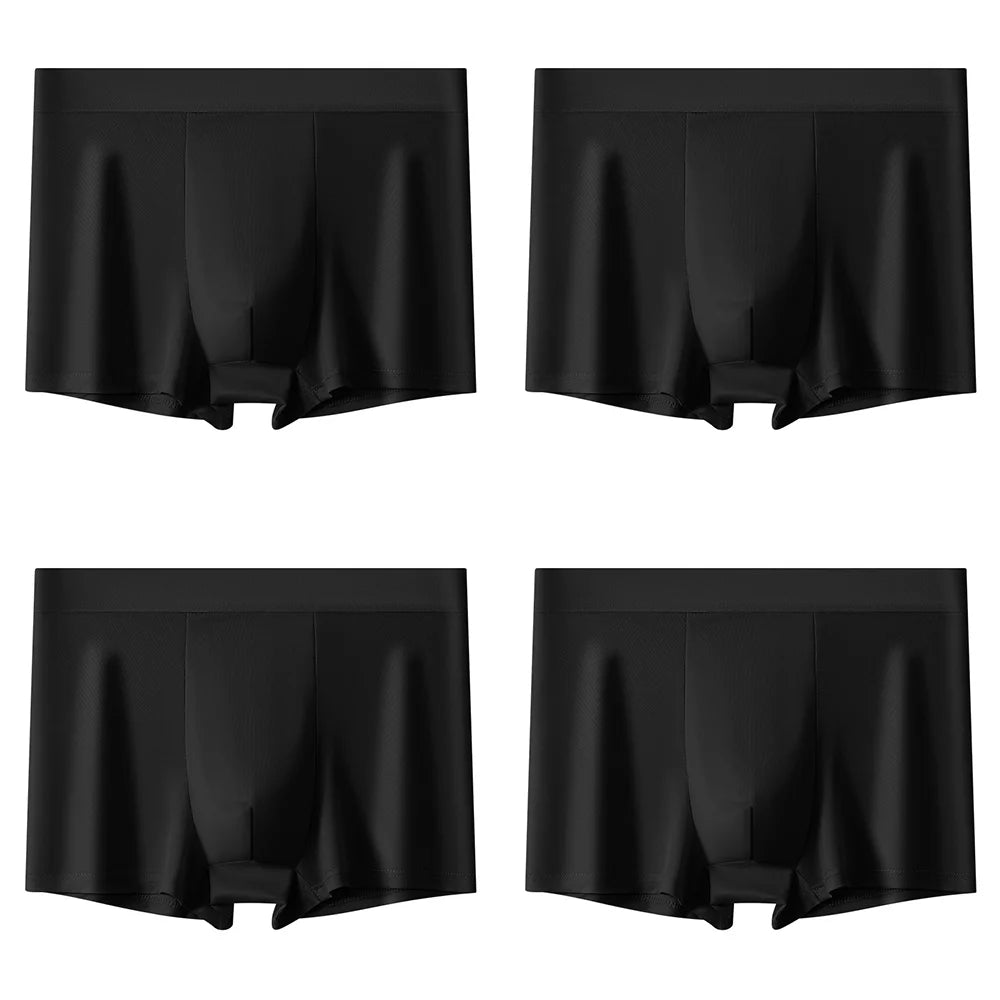 4Pcs Plus Size Underwear Men Sporty Boxers Youth Boxer Shorts Comfortable Breathable Flat Pants Men's Square Panties Briefs Gift