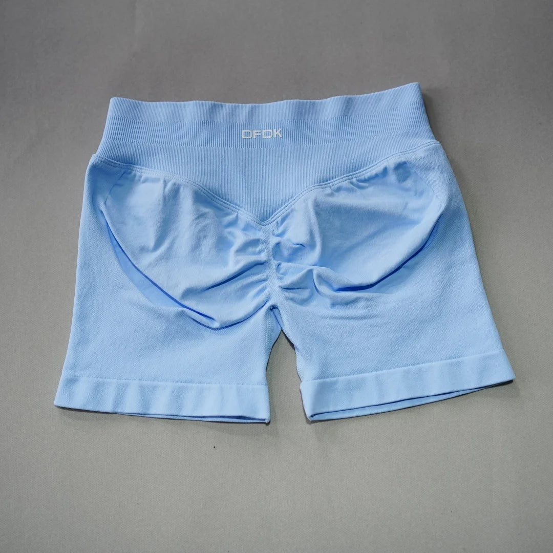 DFDK Women High Rise Scrunch Booty Shorts Seamless Push Up Shaping Squat Proof Anti Rolling Fitness Gym Athletic Running Yoga