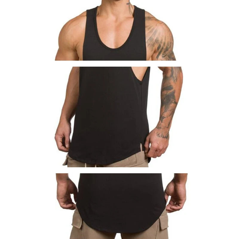 Fitness Guys Running Vests Men Bodybuilding Stringer Tank Tops Summer Cotton Fashion Casual Singlets Muscle Gym Sleeveless Shirt