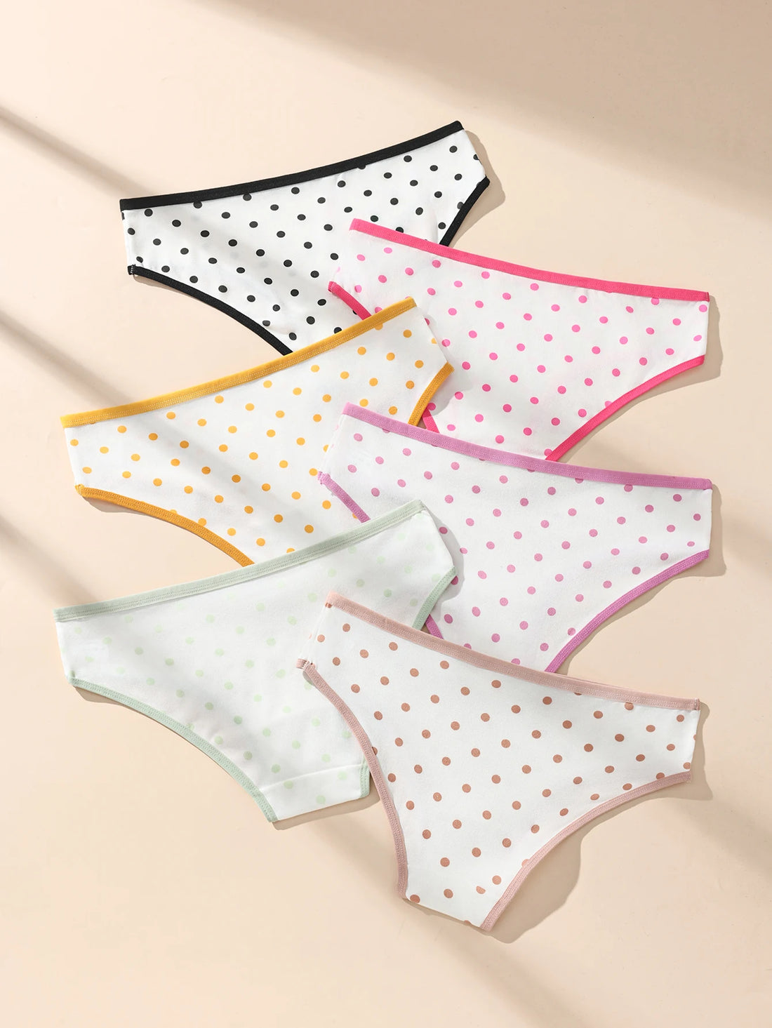 6Pcs/Set Women Panties Fashon Dot Underwear Low Waist Briefs Girls Panty Sexy Ladies Underpants Soft Female Lingerie Size S-XL