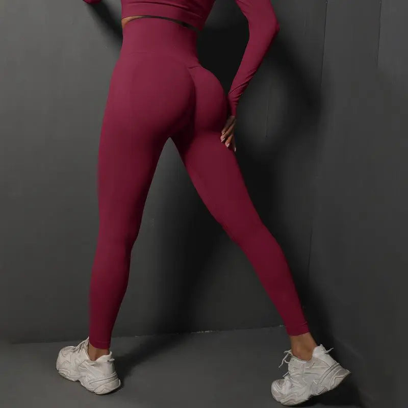 Seamless Leggings Sport Women Fitness Push Up Yoga Pants High Waist Hip-lifting Workout Running Scrunch Sportswear Gym Tights - ATFH