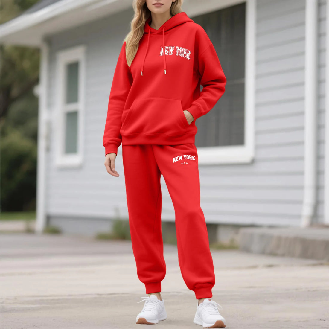 Two-Piece Tracksuit For Women Letter Print Hoodie And Pants Set Long Sleeved Hooded Sweatshirt+Sweatpants Suit Casual Sportswear
