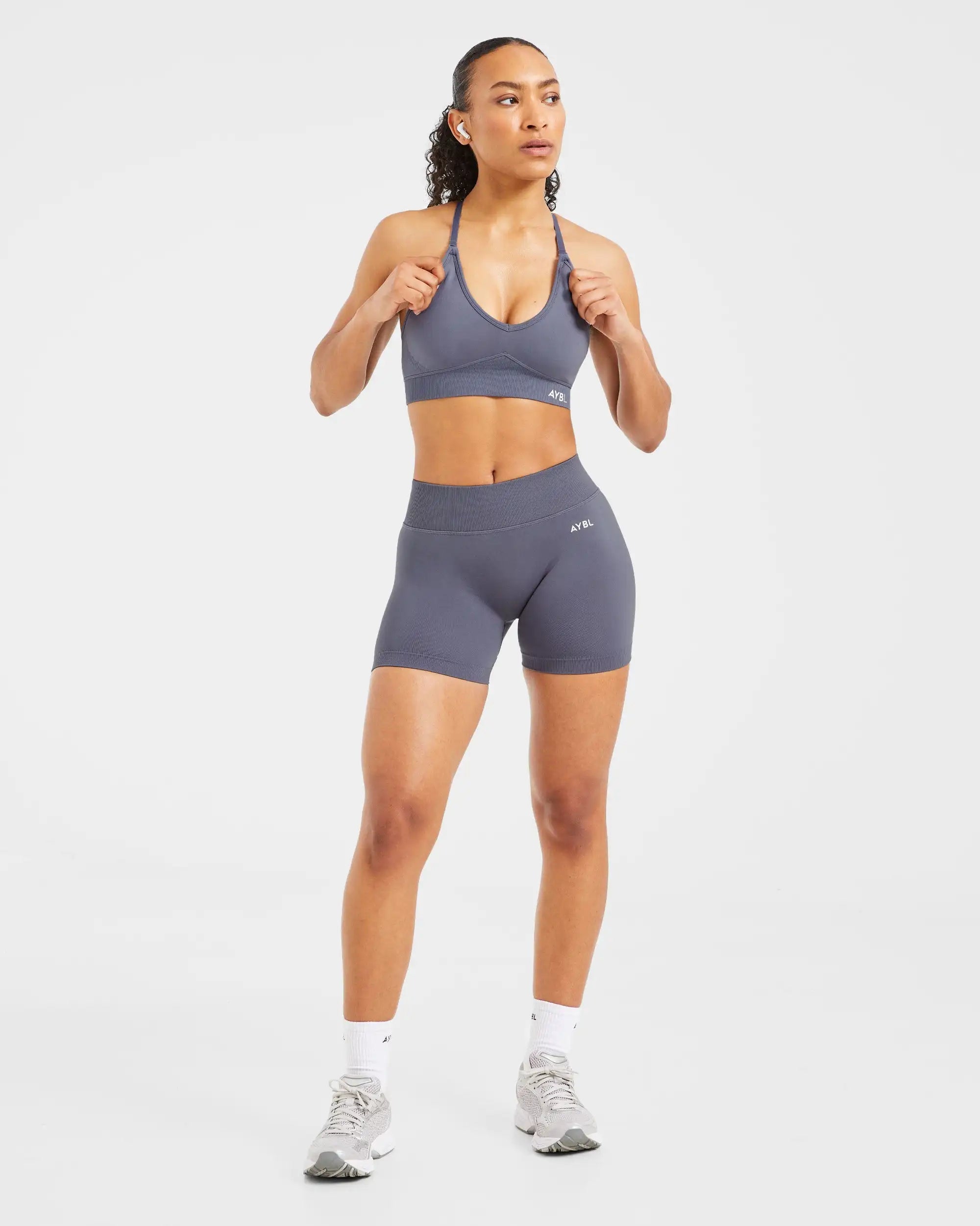 2 Pcs Impact Shorts Women Seamless Sports Yoga Pants Gym Clothes Fitness Workout Adapt Seamless Strappy Sports Bras Set Tahsi Fashion House