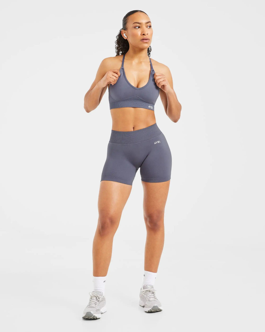 2 Pcs Impact Shorts Women Seamless Sports Yoga Pants Gym Clothes Fitness Workout Adapt Seamless Strappy Sports Bras Set Tahsi Fashion House