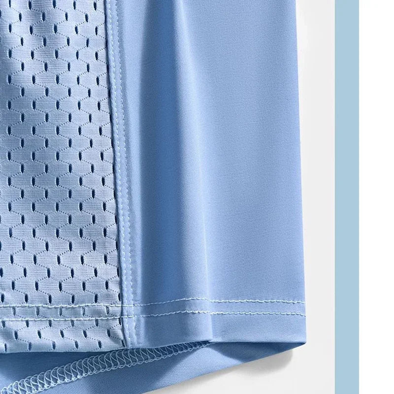 1pc Men's Ice Silk Cool Soft Comfy Boxers Briefs Men's Contrast Underwear, Mesh Breathable Comfy Stretchy Trunks