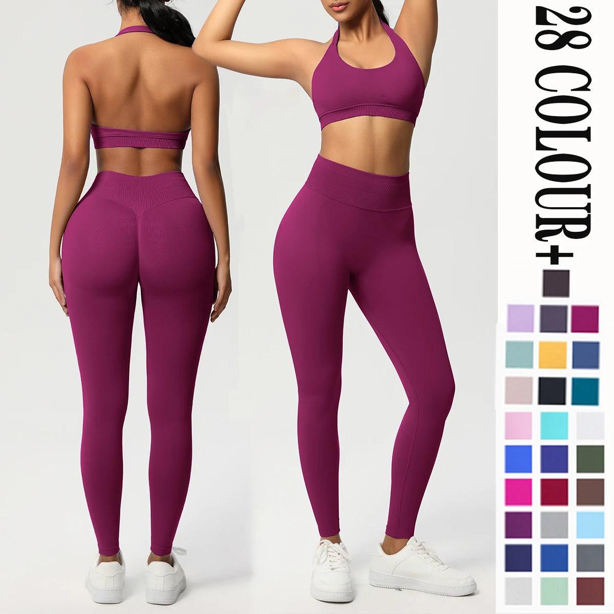2 Piece Yoga Clothes Women's Tracksuit Athletic Wear Pilates Fitness Suit Gym Workout Push Up Clothes Sports Bra Leggings Suit - ATFH