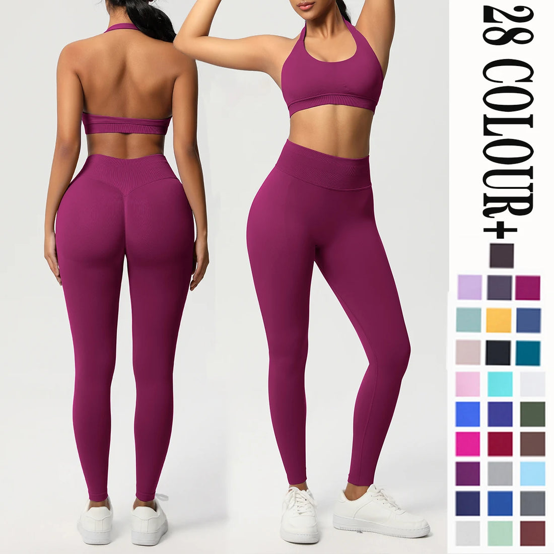 2 Piece Yoga Clothes Women's Tracksuit Athletic Wear Pilates Fitness Suit Gym Workout Push Up Clothes Sports Bra Leggings Suit - ATFH