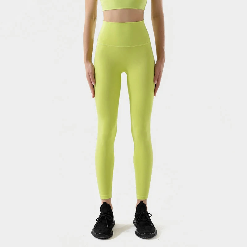 SOISOU Nylon Yoga Pants Gym Leggings Women Girl Fitness Soft Tights High Waist Elastic Breathable No T Line Sports Pants - ATFH