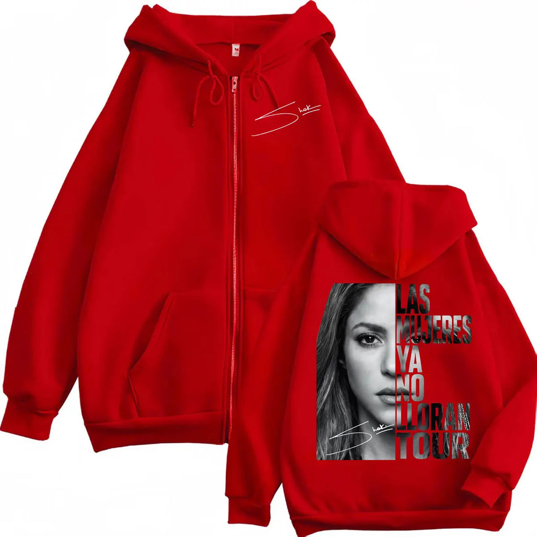 Shakira Las Mujeres Ya No Lloran World Tour 2026 Zipper Hoodie Vintage Hip Hop Zip Up Pullovers Unisex Casual Fashion Sweatshirt