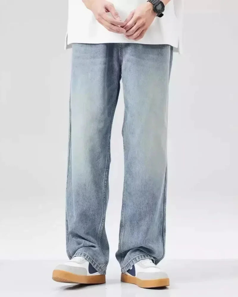 Men's Denim Pants Vintage Washing Wide Leg Loose Jeans Casual Straight American Style  Street Men Trousers Four Seasons New 2026 ATFH