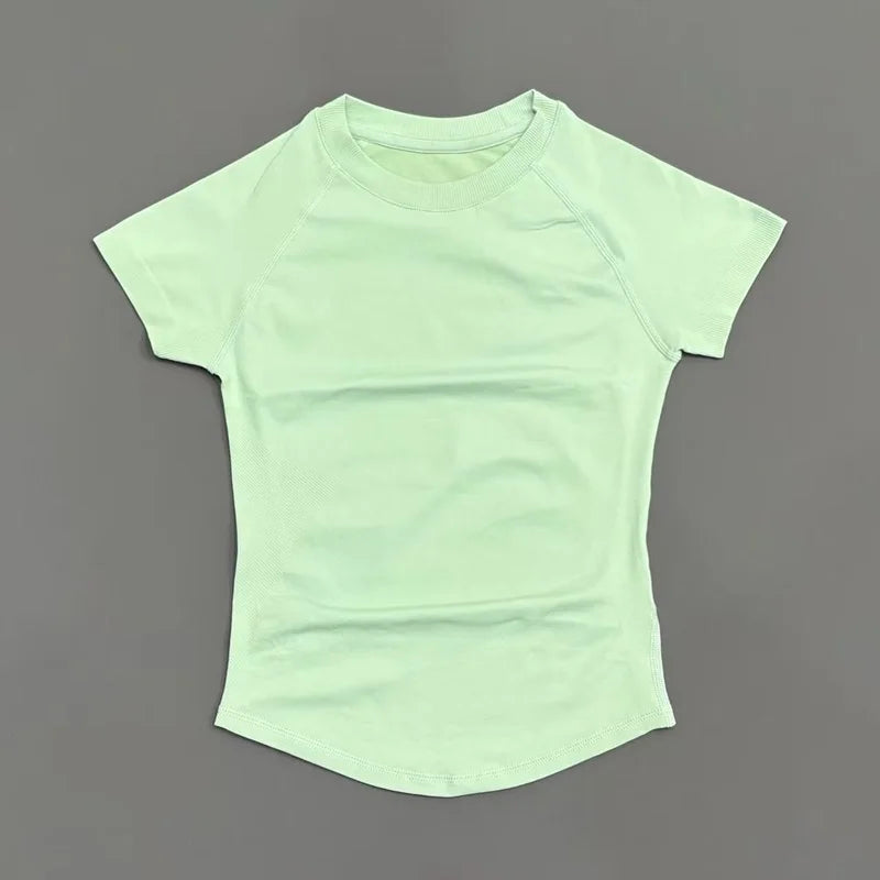 HISTELLO Sport Short Sleeve Top Seamless Yoga Leotard Clothing Women Running Sports T Shirt Workout Shirts Fitness Sports Vest - ATFH