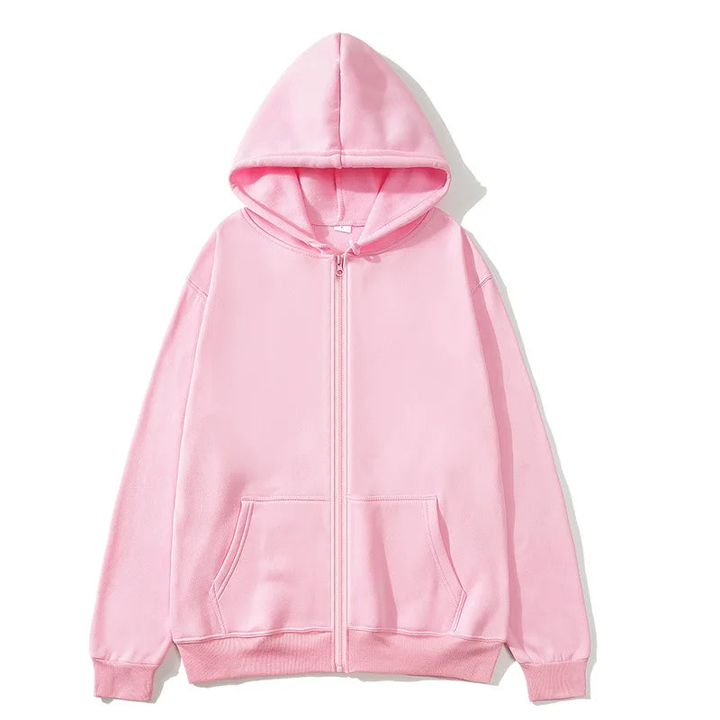 New Autumn/Winter  Men’s Gray Jacket with Hood Long Sleeve Big Pocket Zipper Jacket Coat Woman Loose Casual Outerwear Coat Tops - ATFH