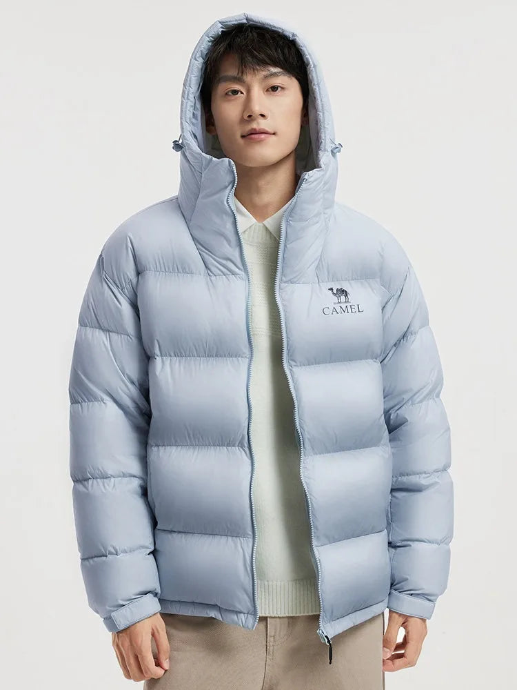 Golden Camel Winter Men Down Hooded Jacket Outdoor Ultra Light 85% White Duck Down Jacket Windproof Waterproof Camping Down Coat
