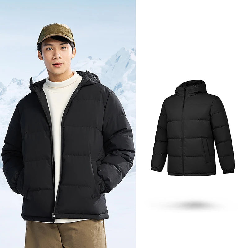 QIAODAN Men's Down Jackets Winter New High Quality Warm Short Coat Fashion Outdoor Windproof Hooded Tops Outerwear QXEGM3244010