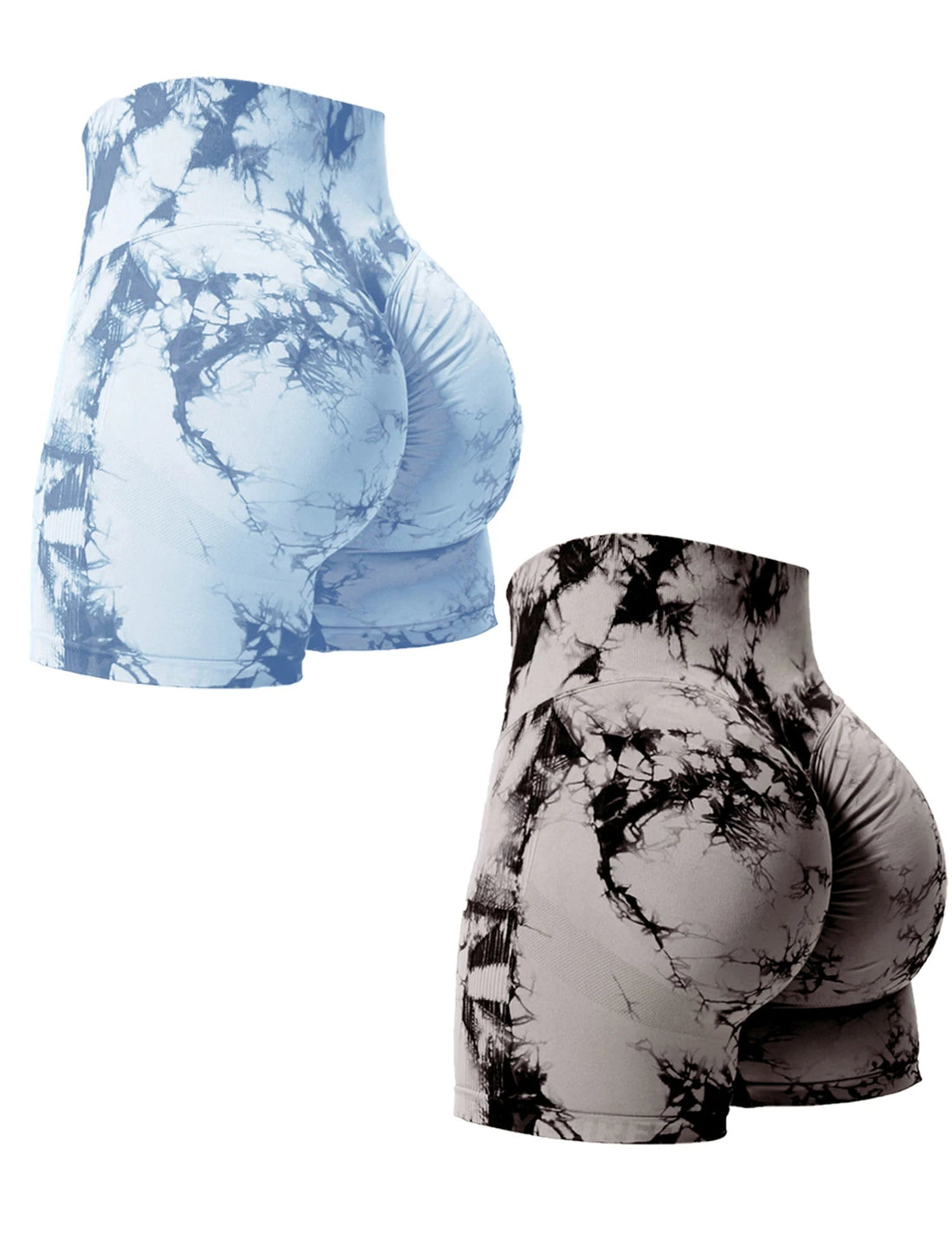2PCS Tie Dye Butt Lifting Sexy Gym Shorts Woman Skinny Stretch High Waist Sport Shorts Casual Seamless Tahsi Fashion House