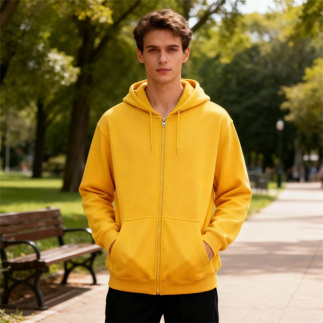 New Autumn/Winter  Men’s Gray Jacket with Hood Long Sleeve Big Pocket Zipper Jacket Coat Woman Loose Casual Outerwear Coat Tops - ATFH