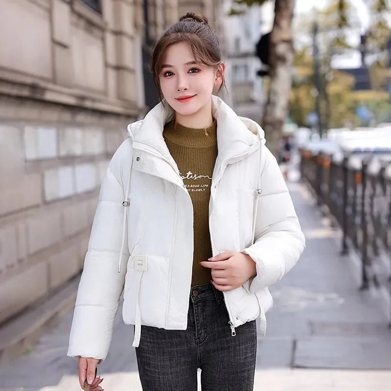 Down Coat Women Parkas Short Winter New Puffer Jackets High-End Warm Cotton Padded Coats Korean  Hooded Outwear Female Tops ATFH