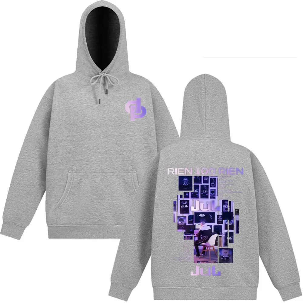 Rapper Jul Rien 100 Rien Album Tour 2025 Graphic Gothic Punk Hoodie Men's Women Fashion Pullover Hip Hop Winter Loose.tracksuit