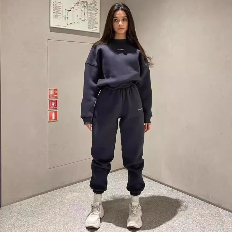 Fashionable Casual Sweatshirt Set Women's Street Style Spring Autumn Two-Piece Suit Comfortable Breathable Sportswear