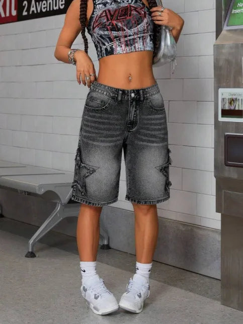 New high-end denim shorts for men in spring and summer of 2025, loose and versatile, trendy brand business casual denim shorts ATFH