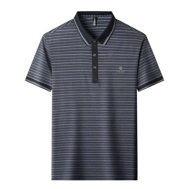 Luxury letter embossed men's polo shirt short sleeve summer new high-quality brand breathable casual fashion striped T-shirt