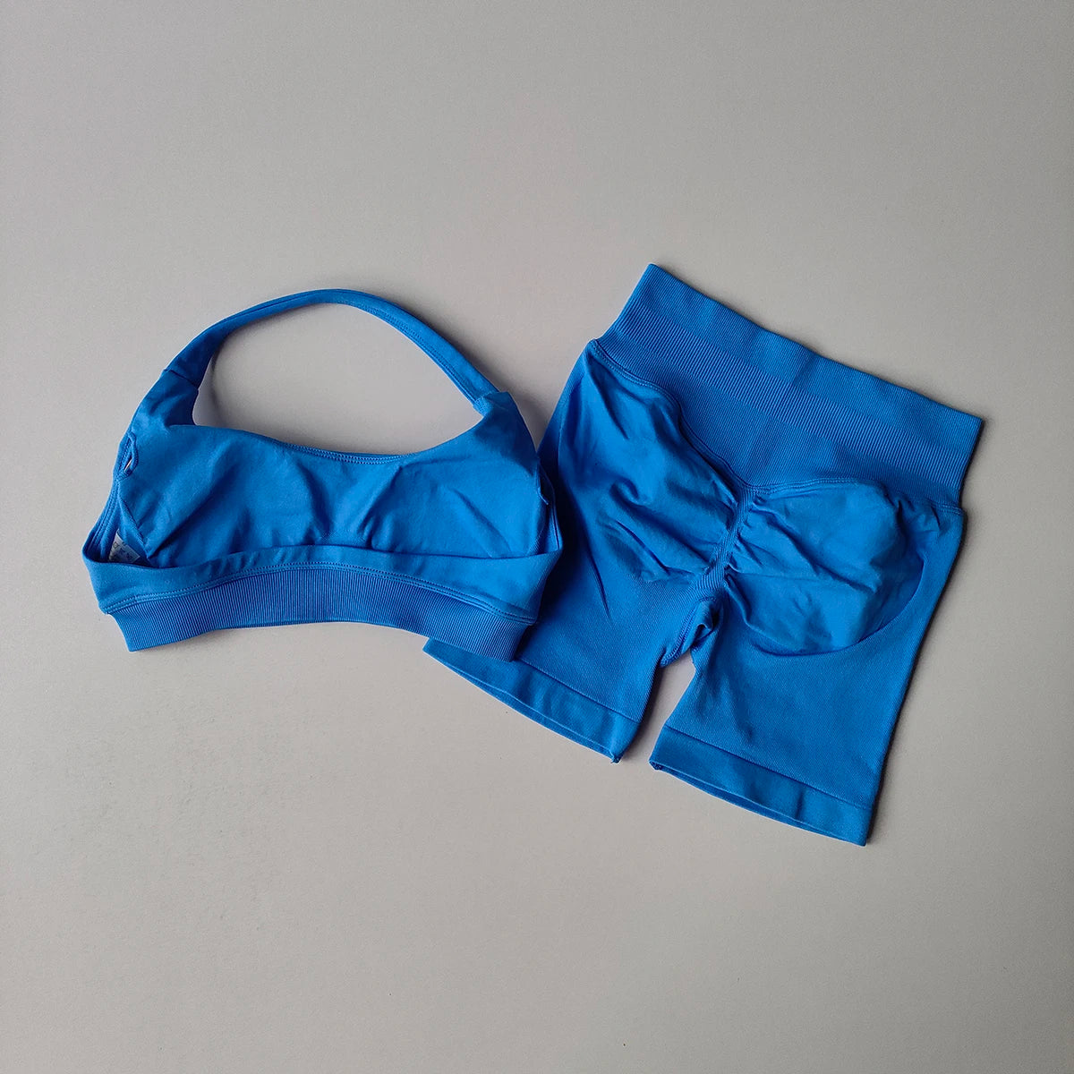 2 Pieces Yoga Suit for Women Seamless Fitness Gym Clothes Halter Sports Bra Matching Impact Shorts Workout Sets Gym Outfit - ATFH