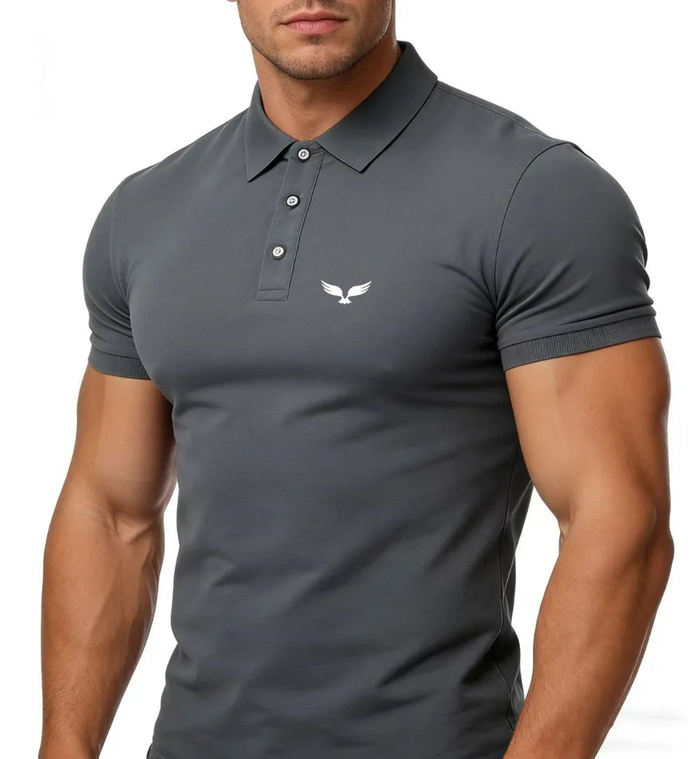 Men's and women's polo shirt - collar short sleeved premium fit design, suitable for daily travel and business style,