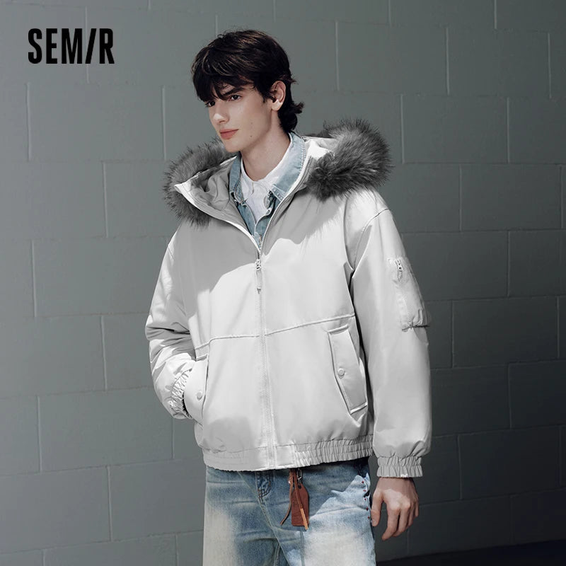 Semir Women Down Jacket Detachable Plush Collar Water Repellent Abrasion Resistant Workwear Thick Warm 2026 New