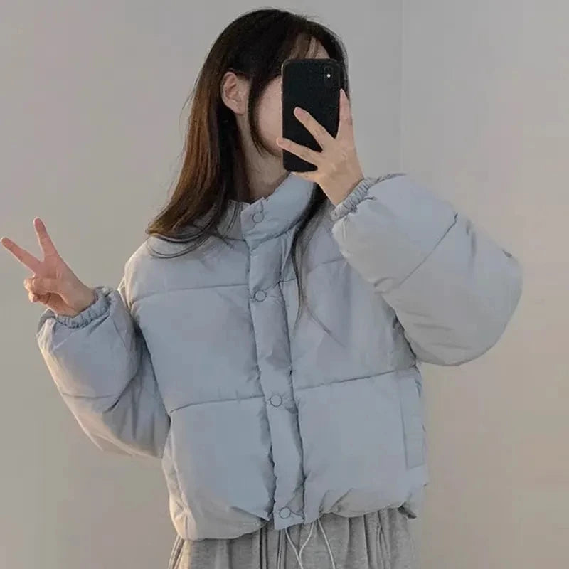 Winter Women's 2025 New Cotton Jacket Short Cotton Jacket Design Thickened College Style Cotton Coat Winter Blue Yellow Black ATFH