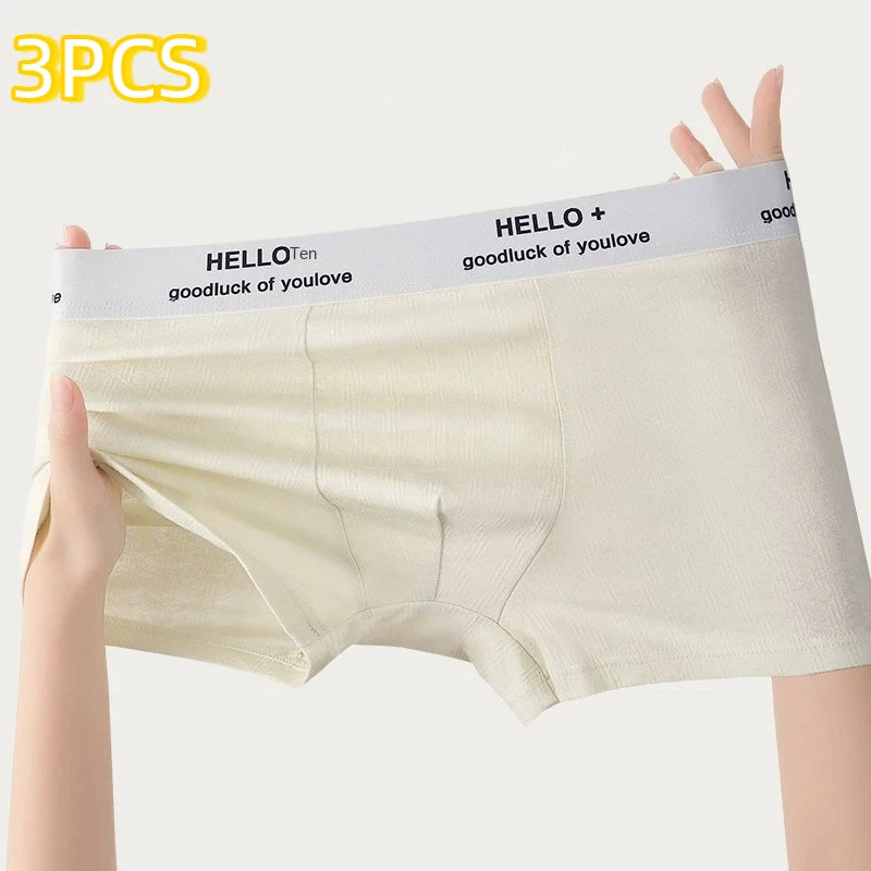 3Pcs Fashion Men's Boxer Shorts Comfortable Cotton Underwear Solid Underpants Sexy Panties Male Breathbale Boxer Briefs