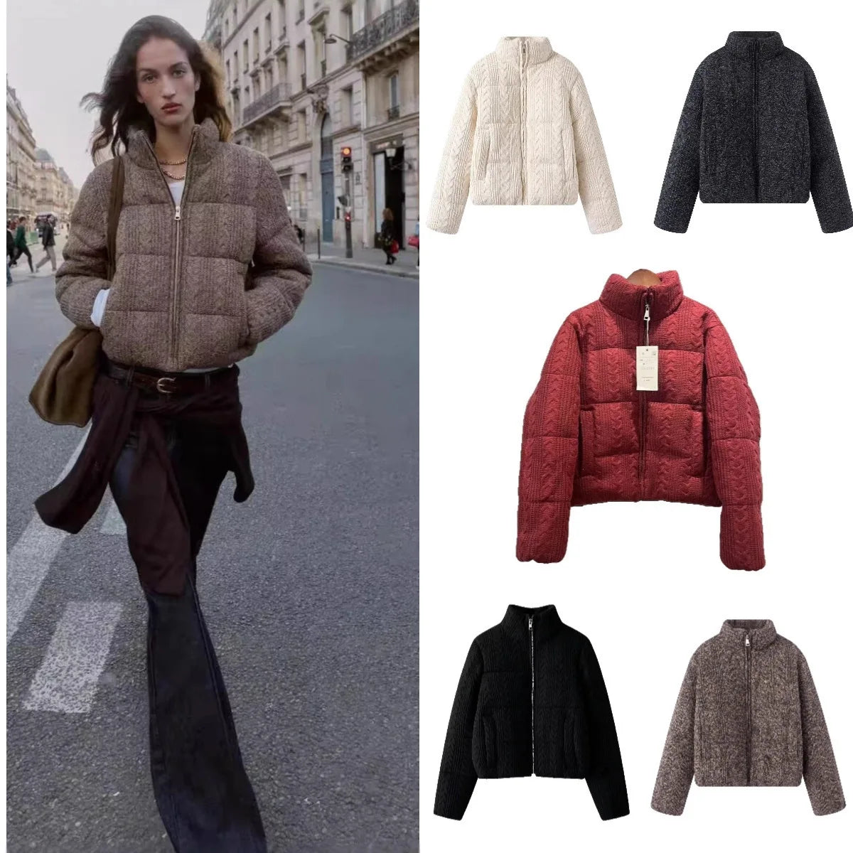 2026 New Autumn Winter Women's Fashion Jacket Elegant Eight-Strand Knitted Warm Thick Coat ATFH