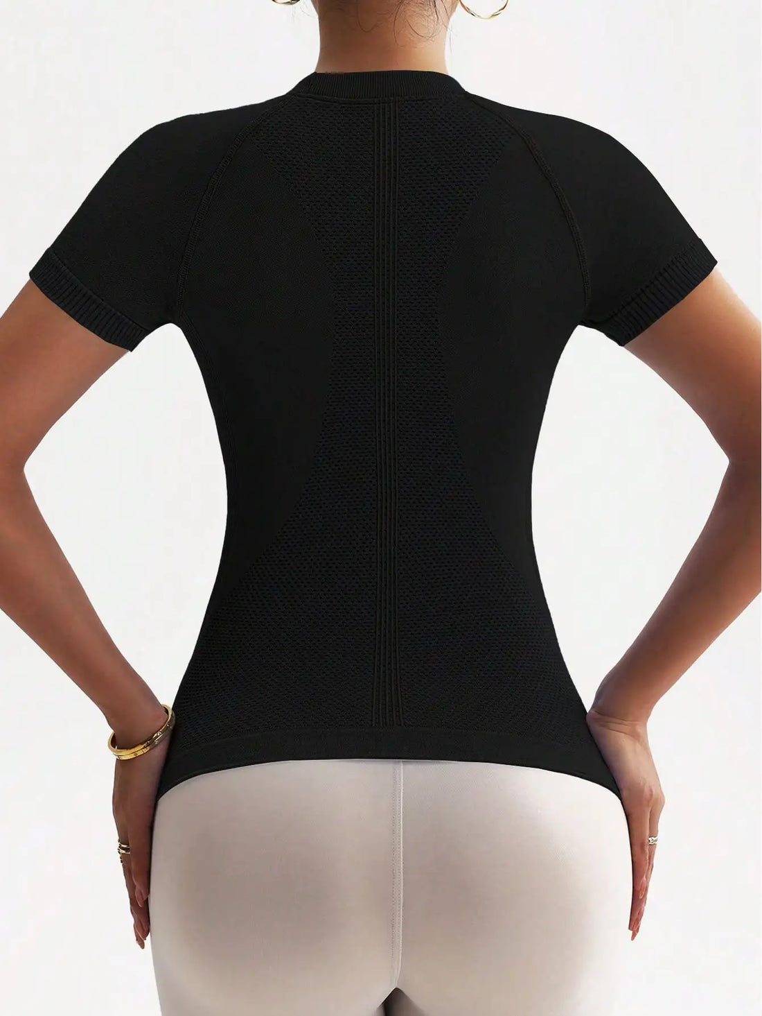 New unisex short-sleeved tops, long tops, breathable, highly elastic, slimming, suitable for yoga and running, can be worn daily - ATFH