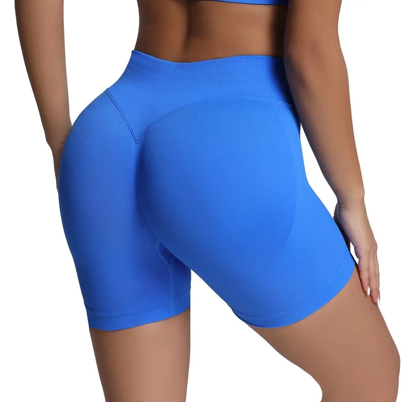 HISTELLO Impact Shorts Women Gym Workout Clothing Low Ribbed Band Sports Yoga Short Pants Seamless Butt Lift Running Leggings
