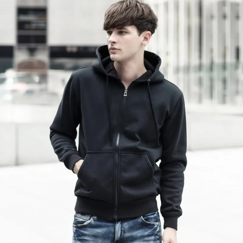 Brand Men's hoodie with hood sweatshirts Jackets Men Fleece Streetwear Warm Tracksuit Men hoody Coats Velvet Sweatshirt Mens - ATFH