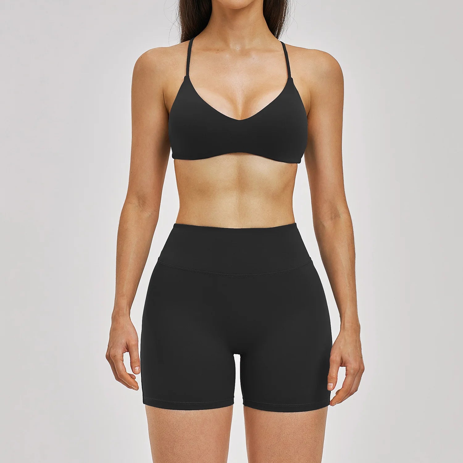 2PCS Sport Set Women Gym Outfits Push Up Yoga Set Gym Sportswear Fitness Bra Workout High Waist Legging Sports Shorts Tight Suit - ATFH