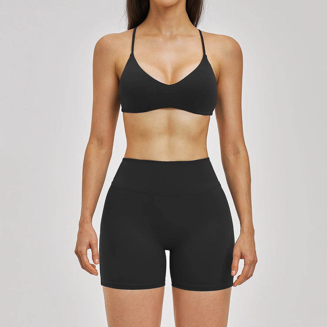 2PCS Sport Set Women Gym Outfits Push Up Yoga Set Gym Sportswear Fitness Bra Workout High Waist Legging Sports Shorts Tight Suit - ATFH