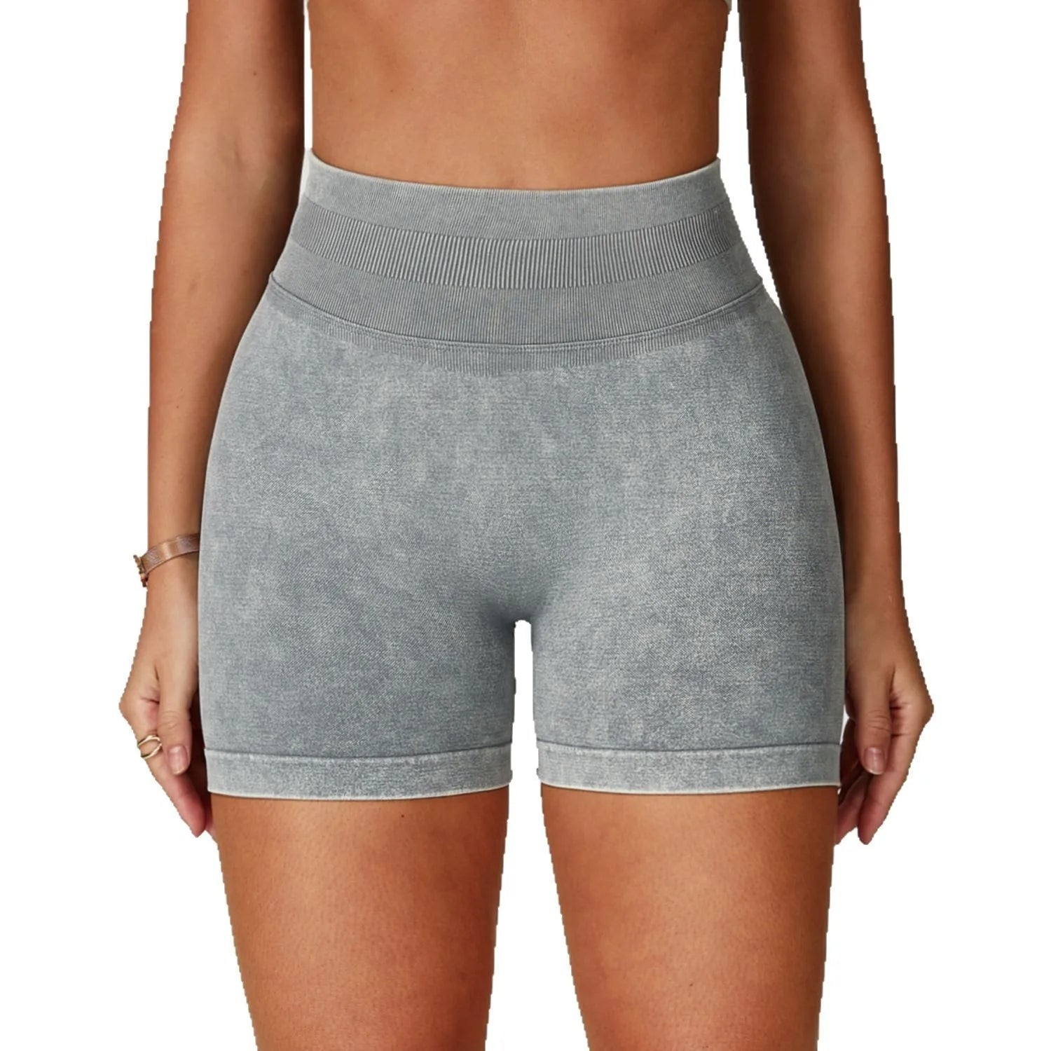 Custom women's seamless sand wash yoga shorts high waist hip lift tight running fitness yoga shorts Tahsi Fashion House