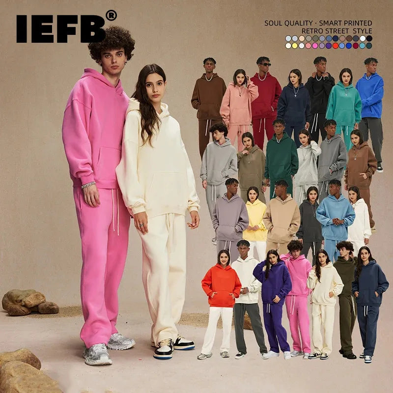 IEFB New Loose Fleece Trendy Hoodies Men Oversize Thickened Hooded Stylish Men's Sweatshirt 2026 Autumn Winter Pullover 9X1304 - ATFH