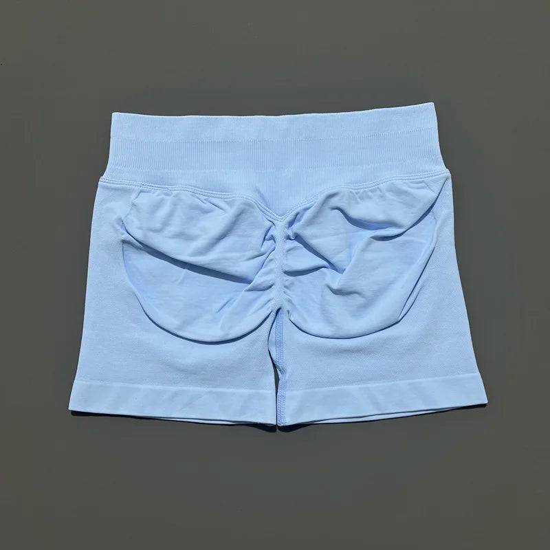 HISTELLO Impact Shorts Women Gym Workout Clothing Low Ribbed Band Sports Yoga Short Pants Seamless Butt Lift Running Leggings