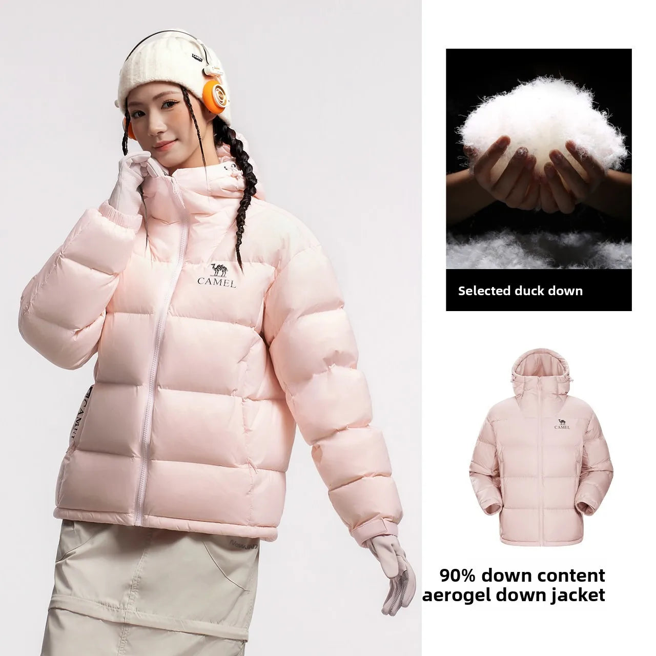 Golden Camel Winter Men Down Hooded Jacket Outdoor Ultra Light 85% White Duck Down Jacket Windproof Waterproof Camping Down Coat