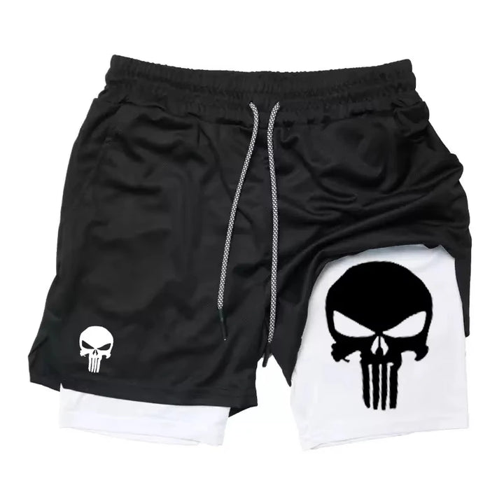 Print 2 in 1 Performance Shorts for Men Athletic Quick Dry Shorts with Phone Pocket Summer Gym Workout Running Shorts RL0302