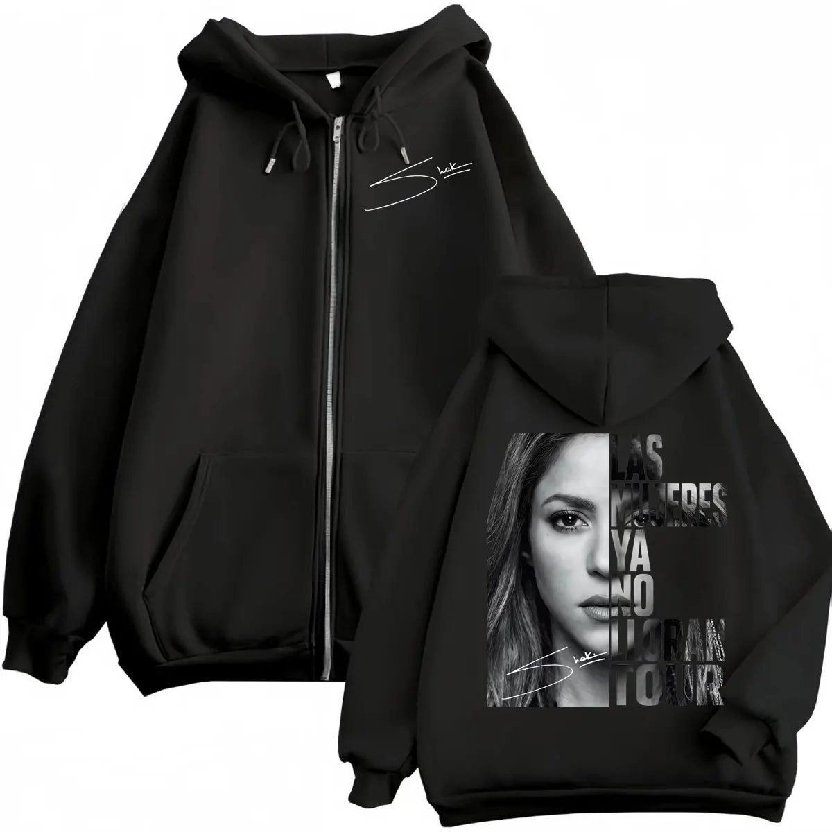 Shakira Las Mujeres Ya No Lloran World Tour 2026 Zipper Hoodie Vintage Hip Hop Zip Up Pullovers Unisex Casual Fashion Sweatshirt