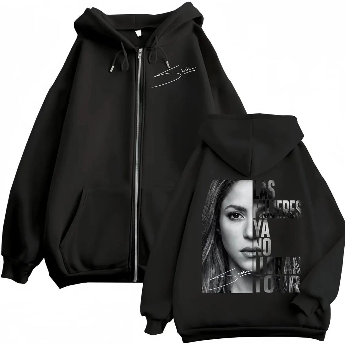 Shakira Las Mujeres Ya No Lloran World Tour 2026 Zipper Hoodie Vintage Hip Hop Zip Up Pullovers Unisex Casual Fashion Sweatshirt