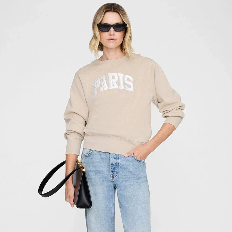 New North America Style Womens Pullovers Los Angeles Letter Embroidery Hoodies Sweatshirt Crewneck Soft Female Clothes - ATFH