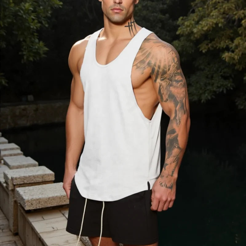 Brand Gym Clothing Fitness Men's Tank Tops Bodybuilding Stringer Summer Breathable Workout Singlets Cotton Sleeveless T Shirt