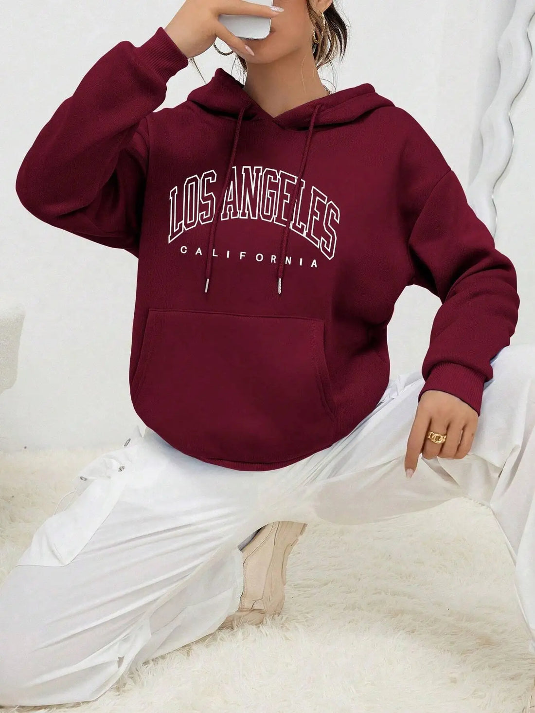 Los Angeles Art Letter Design Women Hoodies American Style Casual Hoody Autumn Hip Hop Female Hoodie Casual Fleece Clothing - ATFH
