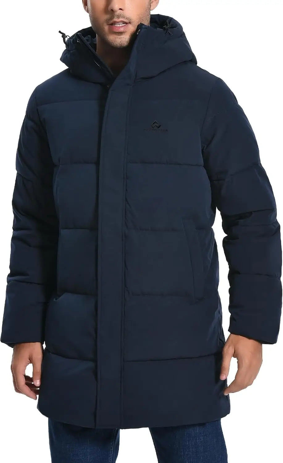 Pioneer Camp Mens Long Winter Coat Hooded Waterproof Insulated Puffer Jacket Thicken Puffy Warm Down Windbreaker Parka