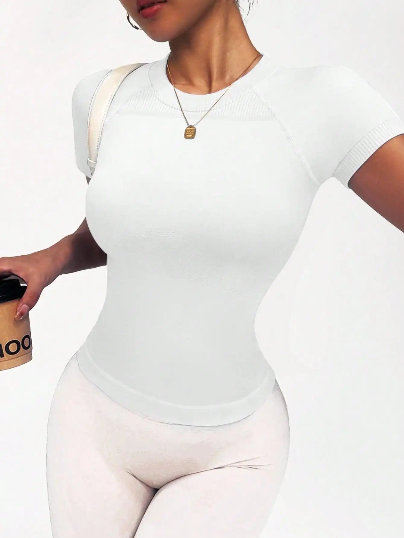 New unisex short-sleeved tops, long tops, breathable, highly elastic, slimming, suitable for yoga and running, can be worn daily - ATFH